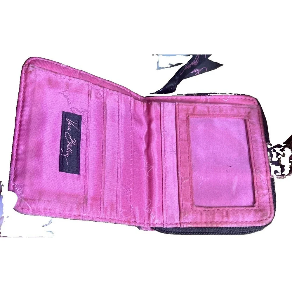 Vera Bradley (2007) Mod Floral Pink Small Zip Around Wallet Boho Chic Classic